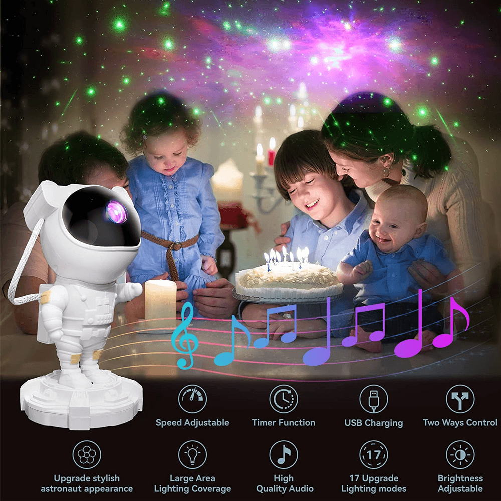 Astronaut night light projector with music