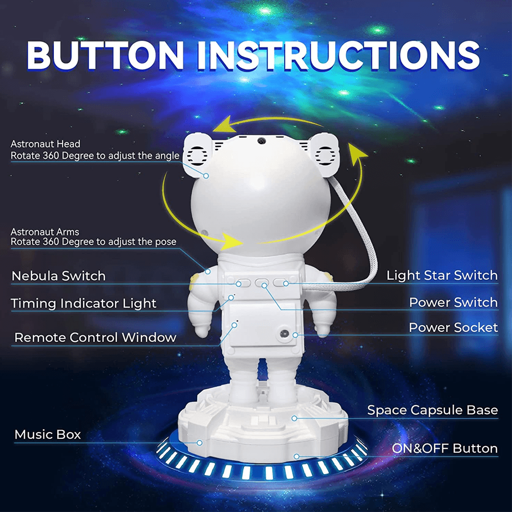 Astronaut night light projector with music - Fun Touch