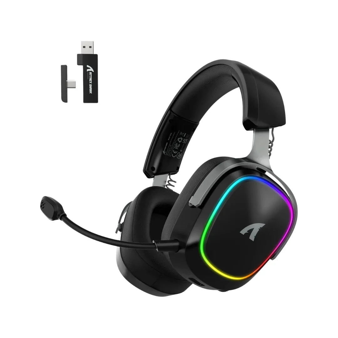 Attack shark g800 wireless rgb gaming headset:7.1 surround sound-50mm drivers-memory foam ear