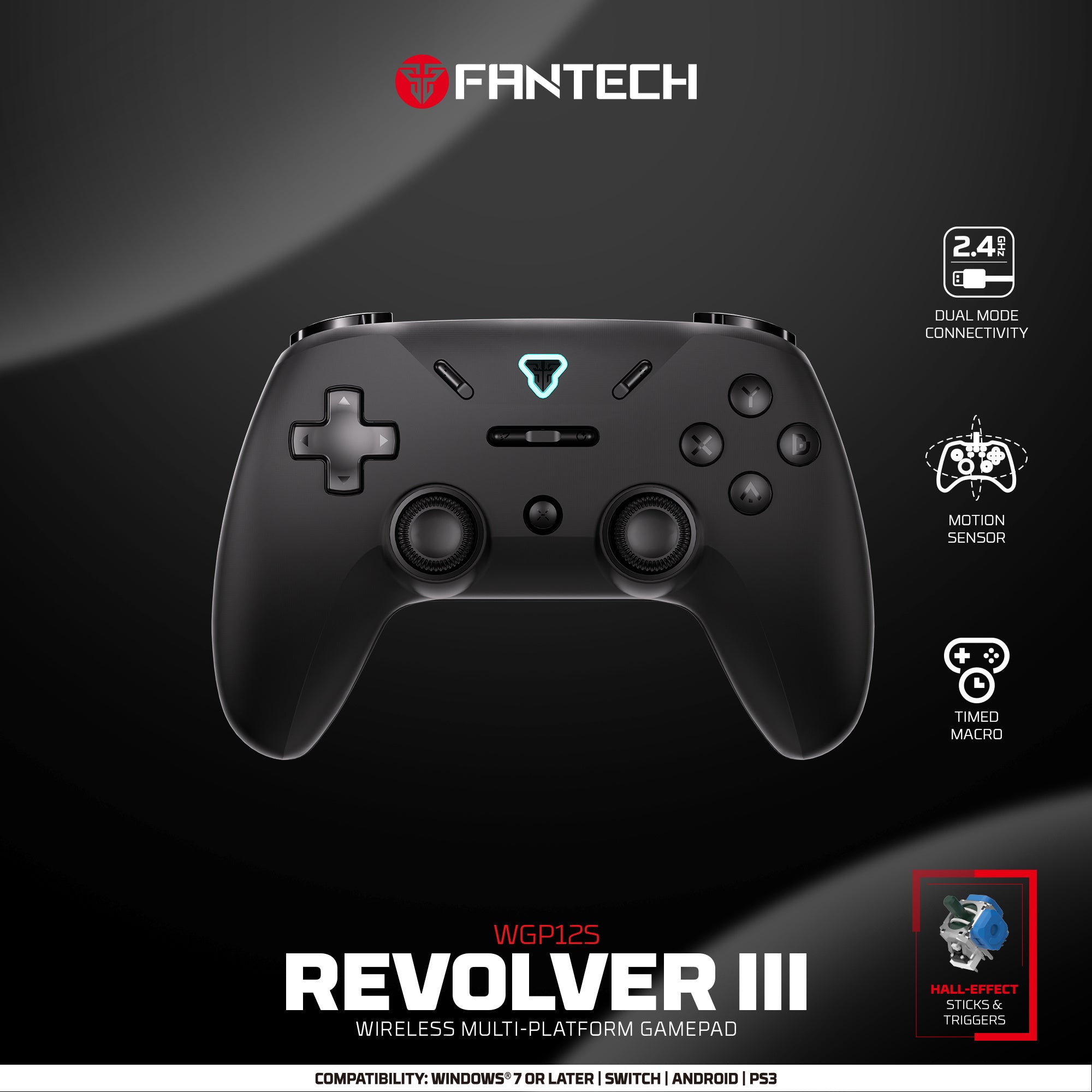 FANTECH Revolver III WGP12S - Wireless Multi-Platform Gamepad - BLACK - - Fun Touch Shop