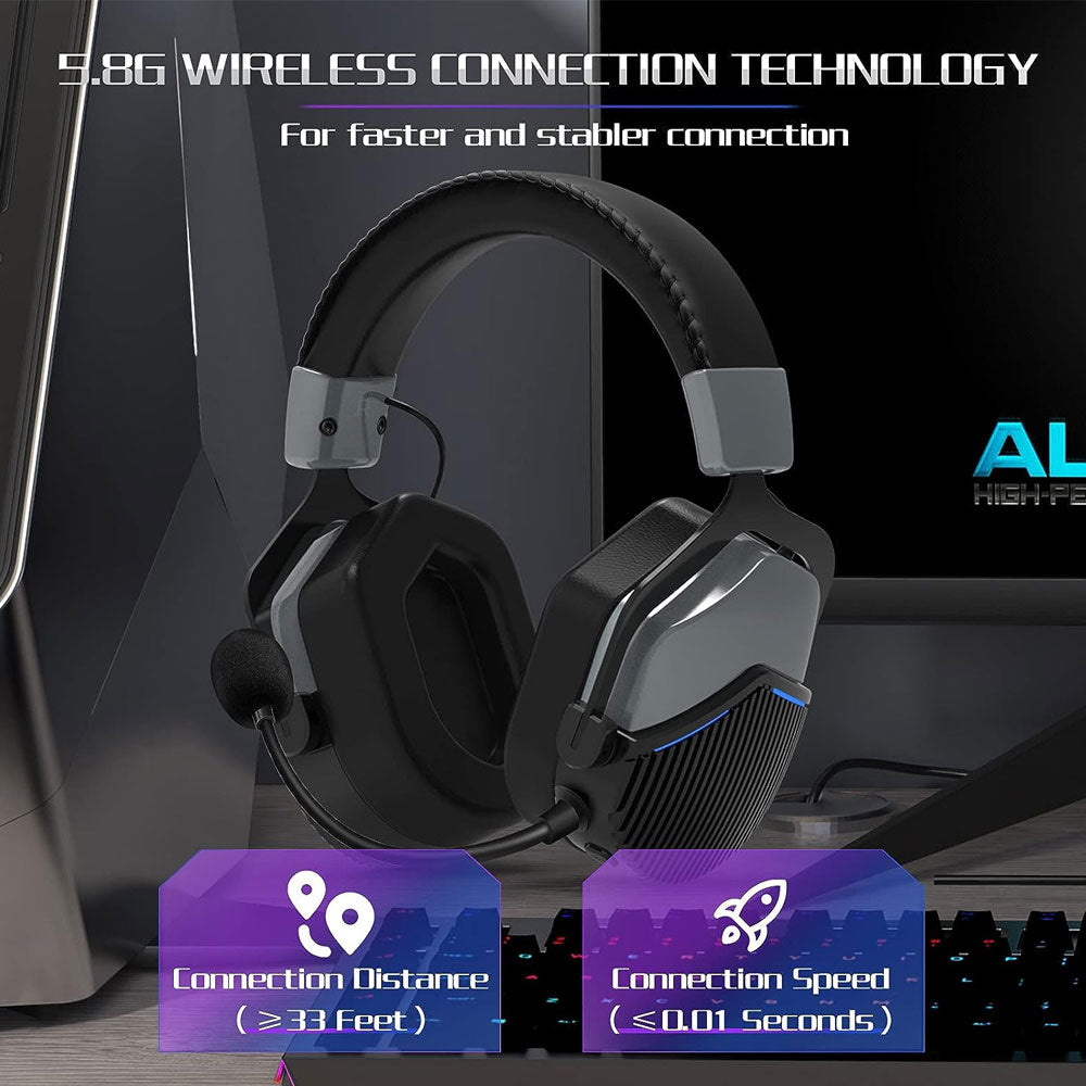 BEAVIIOO 5.8G Wireless Gaming Headset for PS4/PS5/PC Audio