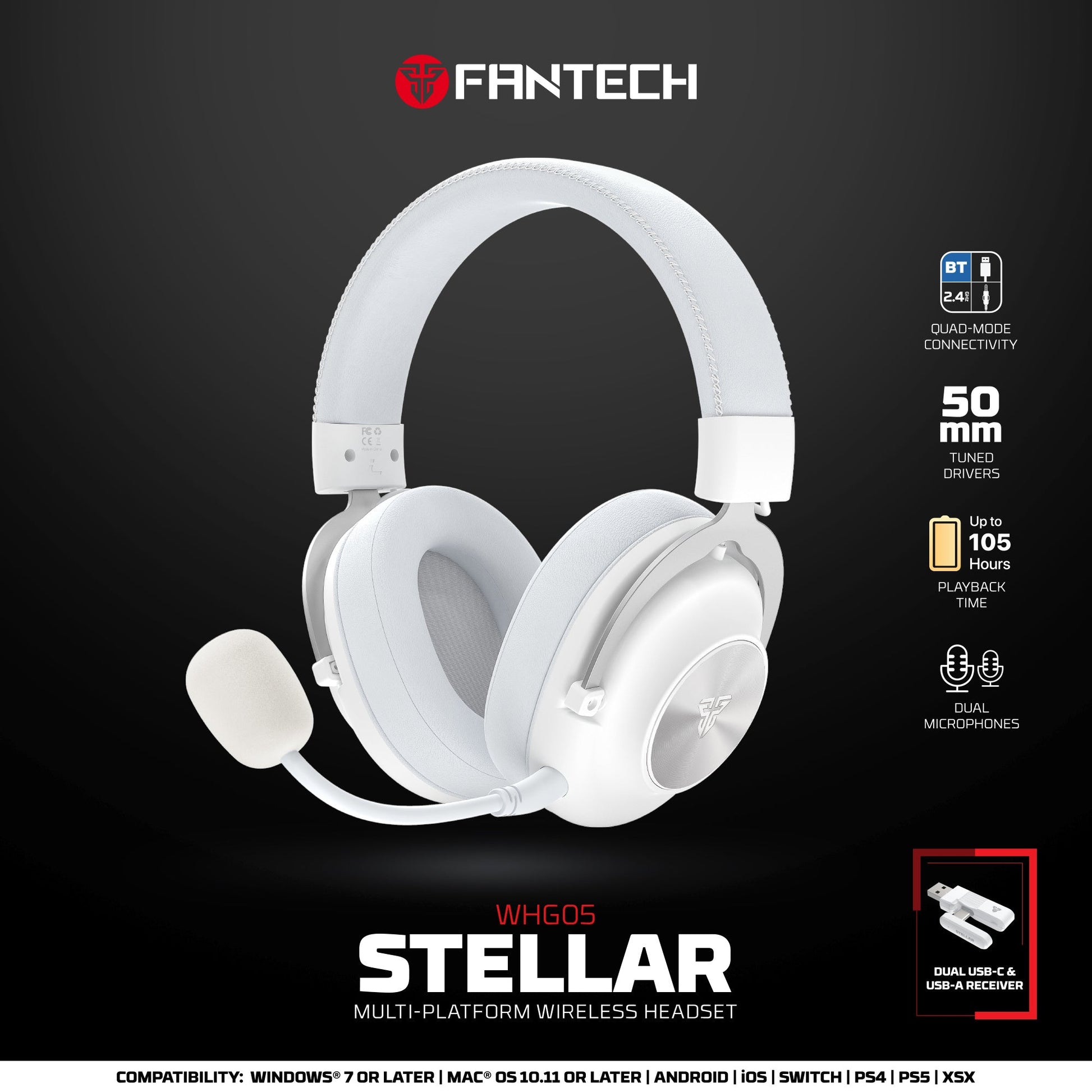 FANTECH WHG05 STELLAR Multiplatform Wireless Gaming Headset - Fun Touch Jordan