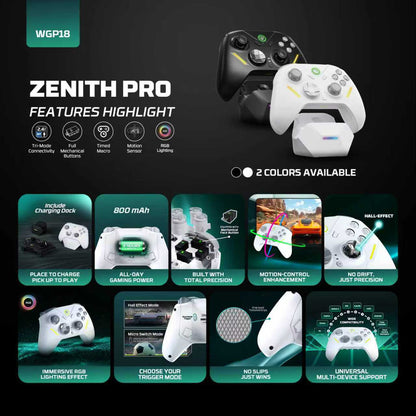 Fantech zenith pro wireless gamepad rgb multi-platform hall-effect game controller with charging dock - console