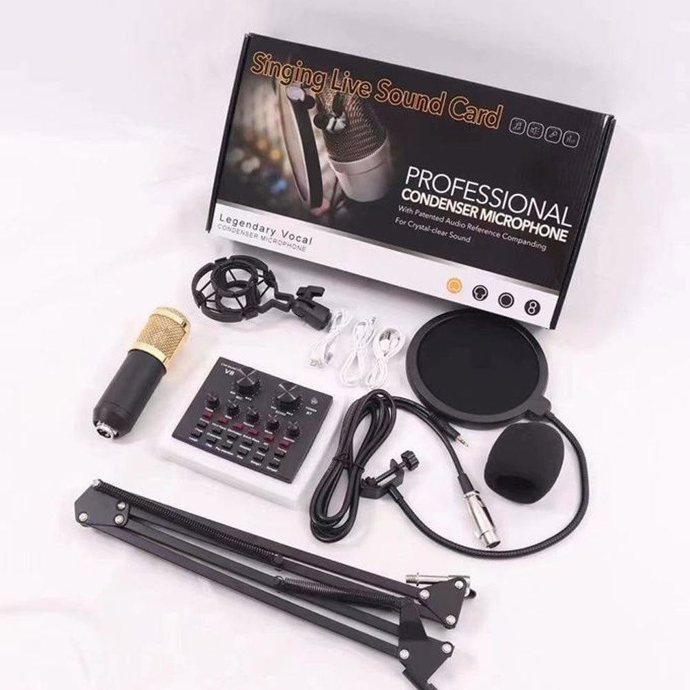BM 800 Professional Condenser Microphone with V8 Soundcard Streaming