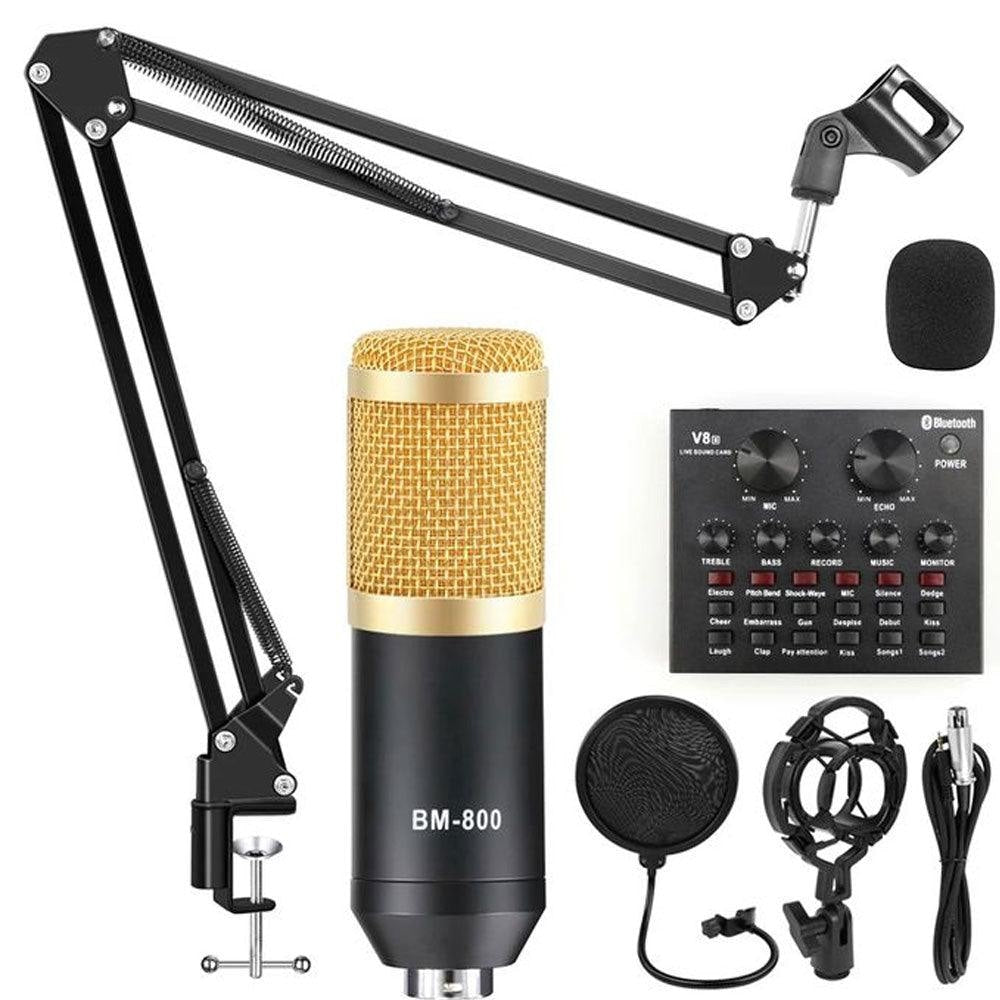 BM 800 Professional Condenser Microphone with V8 Soundcard Streaming