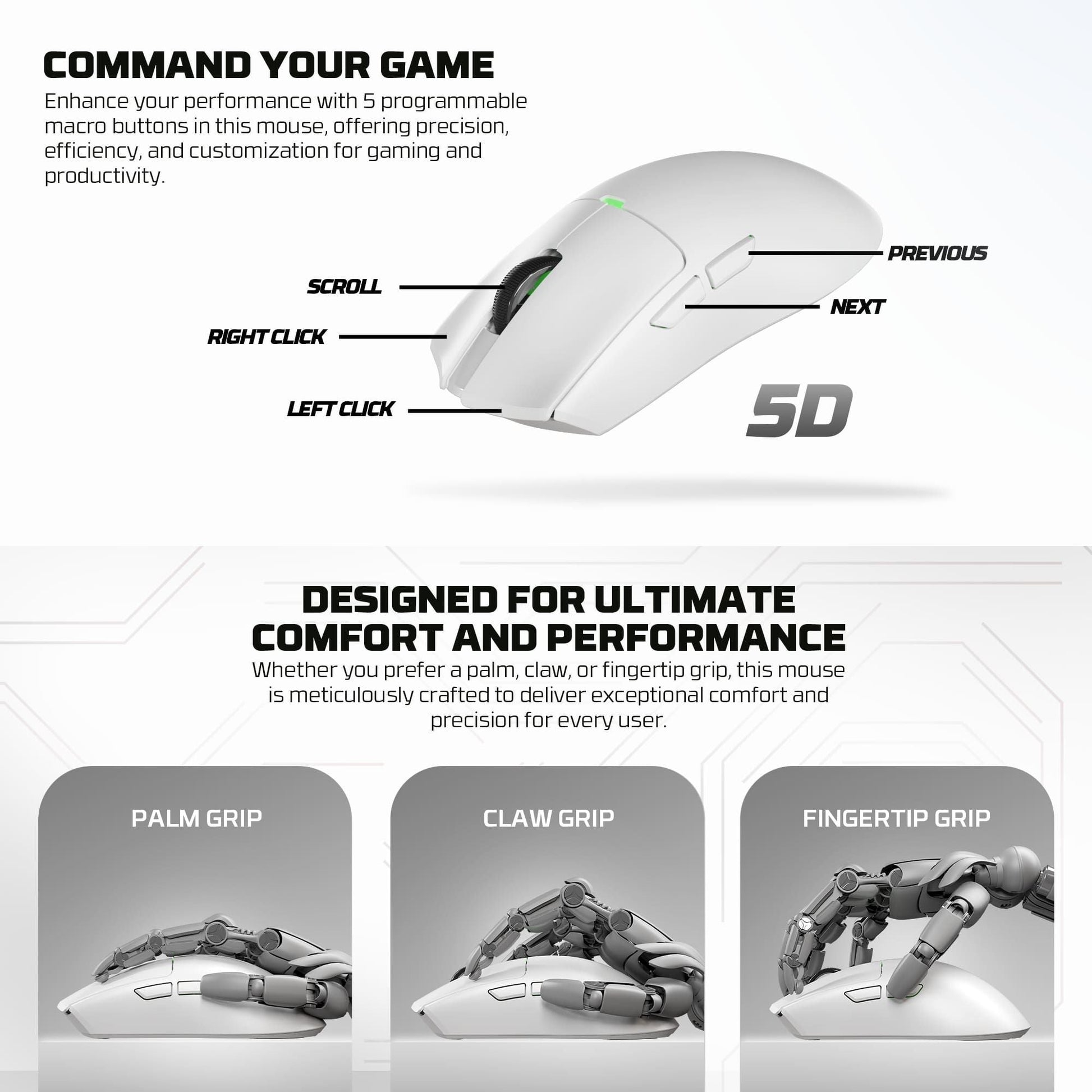 FANTECH TANTOE WG13E Wireless Mouse Three-mode switching and Magnetic Rechargeable Dock PixArt PAW3311 Up to 45 hours Macro Mic - Black - - Fun Touch Shop