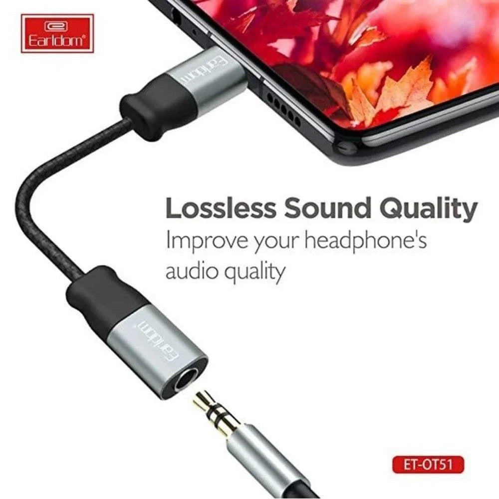 Earldom et-ot51 type-c to 3.5mm aux & headset adapter