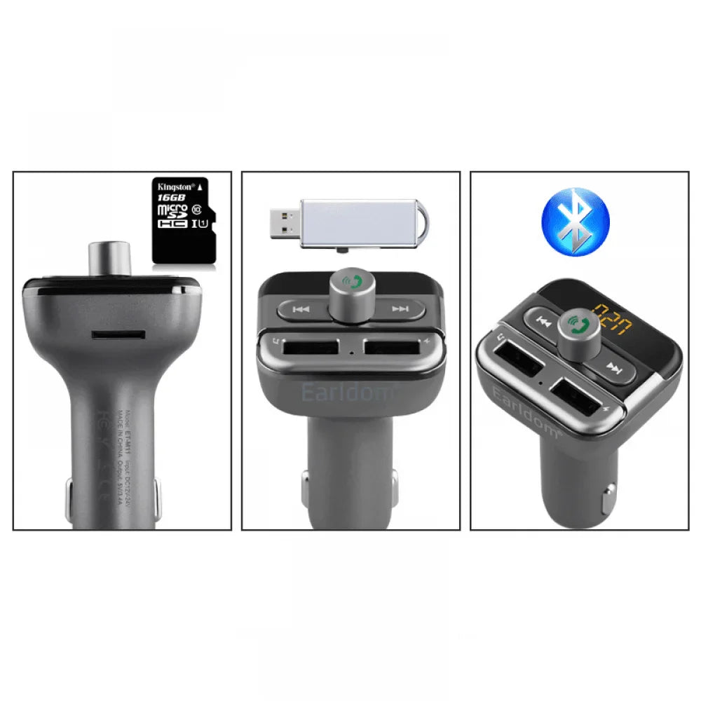 Fm transmitter earldom m11 bluetooth usb 3.4a