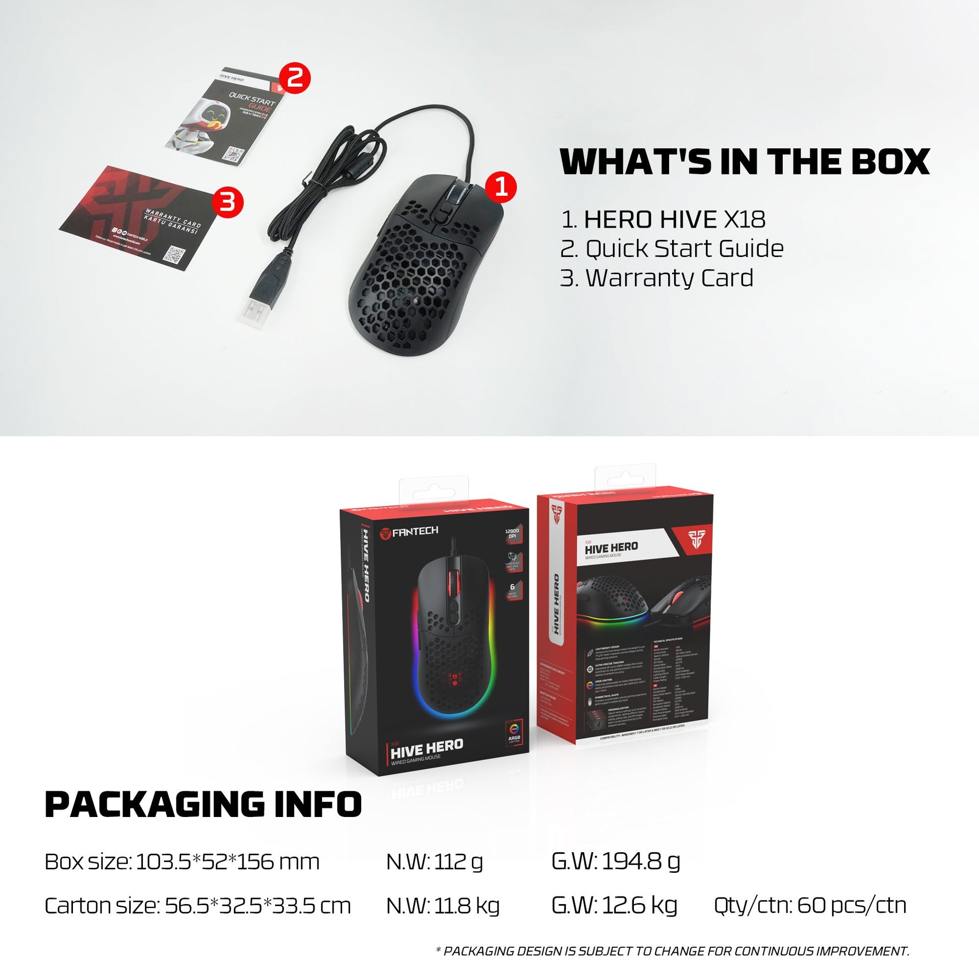 Fantech HERO X18 Gaming Mouse RGB Black - - Fun Touch Shop