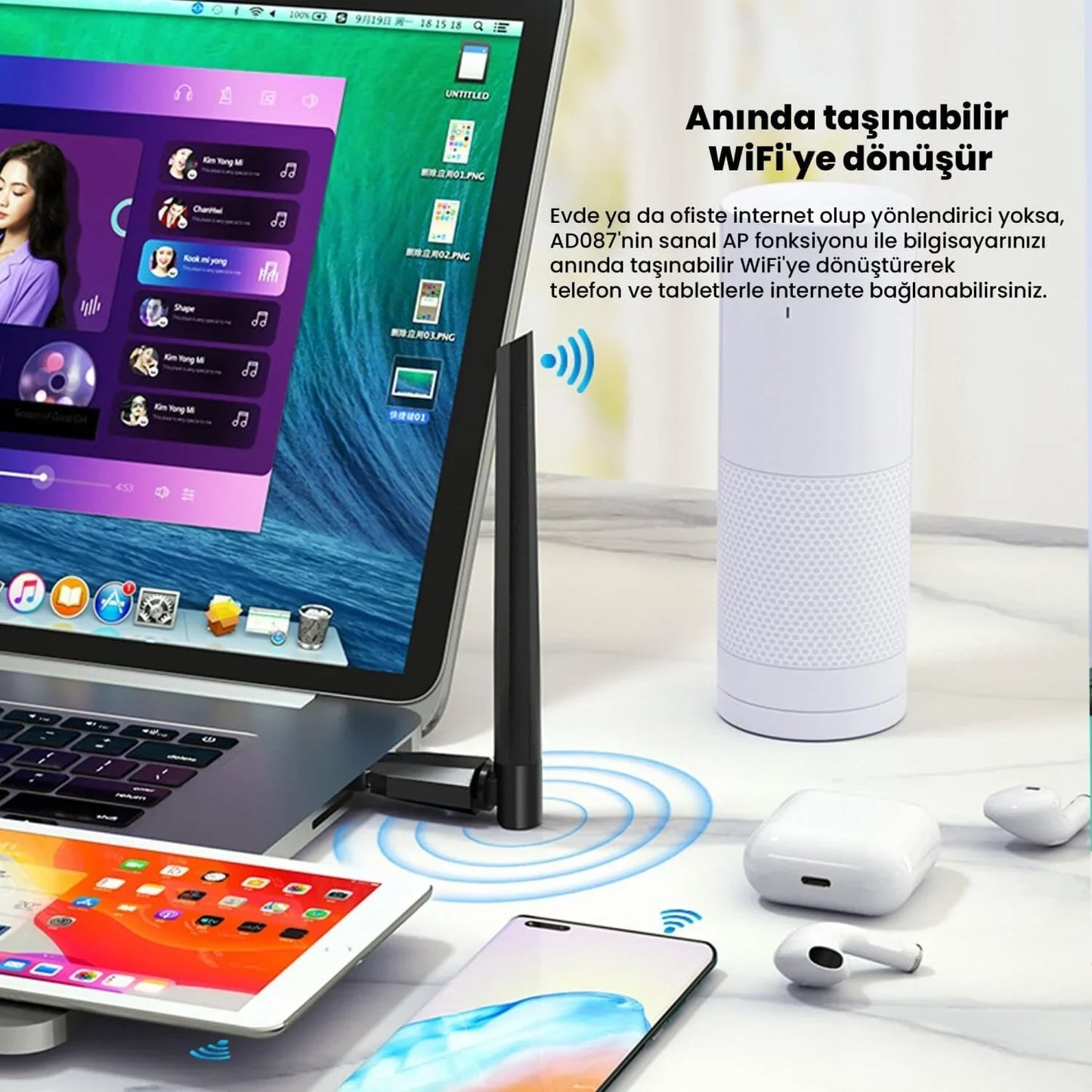 Dm ad087 bluetooth 5.0 adapter - 600mbps dual band wifi transceiver access