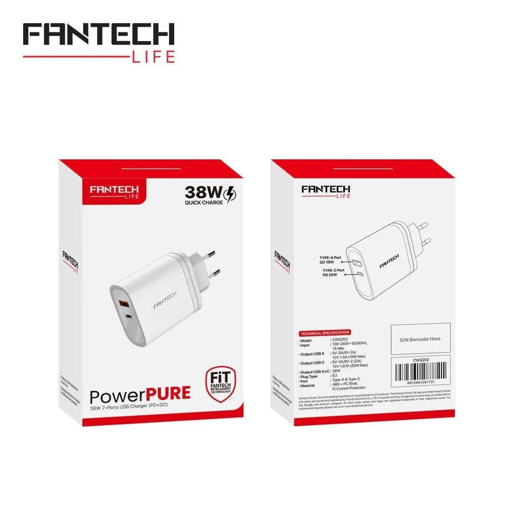 Fantech cwq202 powerpure usb charger (pd + qc)