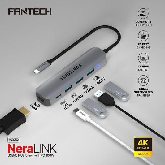 Fantech hc052 converter usb hub type c 5 in 1 usb & firewire hubs