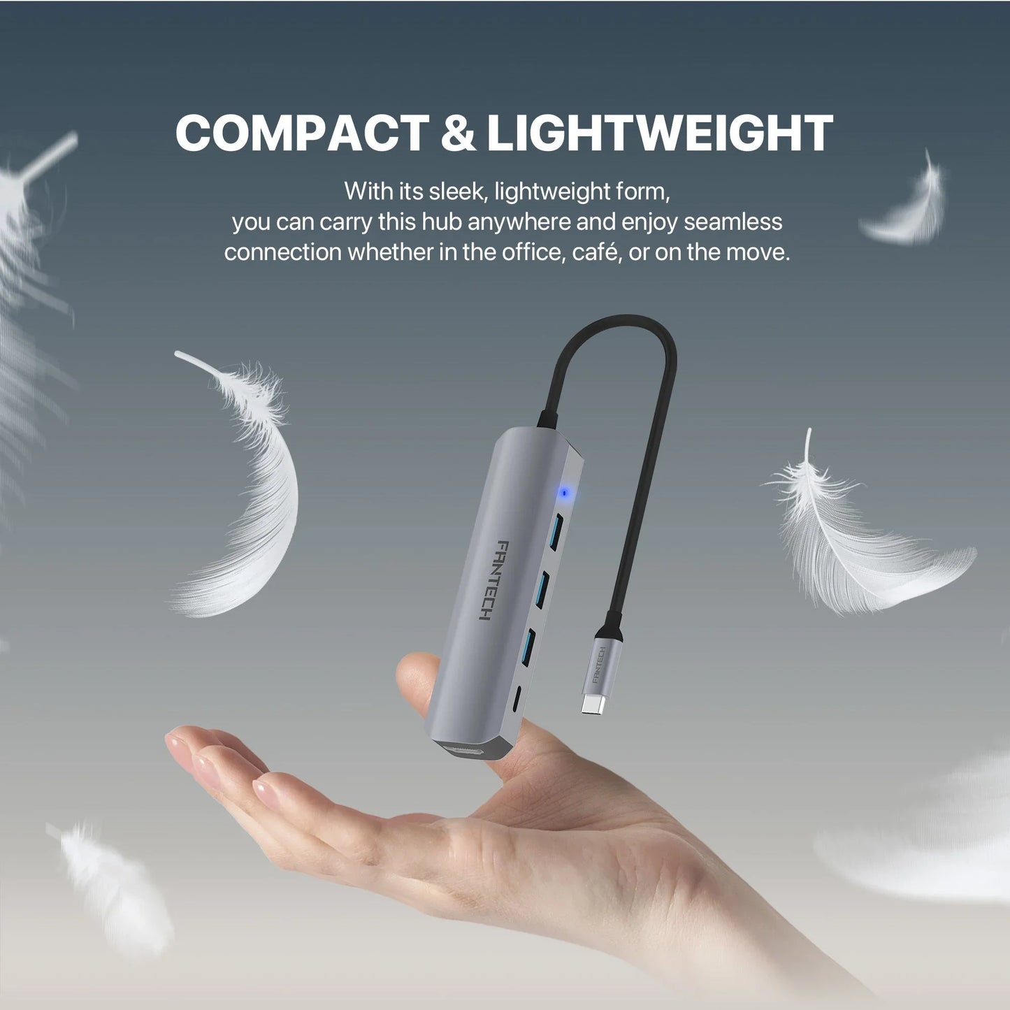 Fantech hc052 converter usb hub type c 5 in 1 usb & firewire hubs