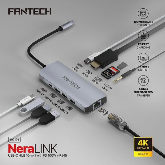 Fantech hc101 converter usb hub type c 10 in 1 usb & firewire hubs