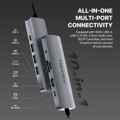 Fantech hc101 converter usb hub type c 10 in 1 usb & firewire hubs