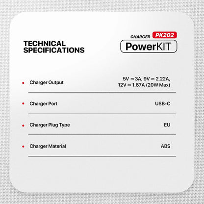 Fantech pk202 20w fast charging plug usb c braided cable power delivery