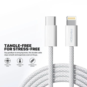 Fantech pk202 20w fast charging plug usb c braided cable power delivery