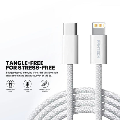 Fantech pk202 20w fast charging plug usb c braided cable power delivery