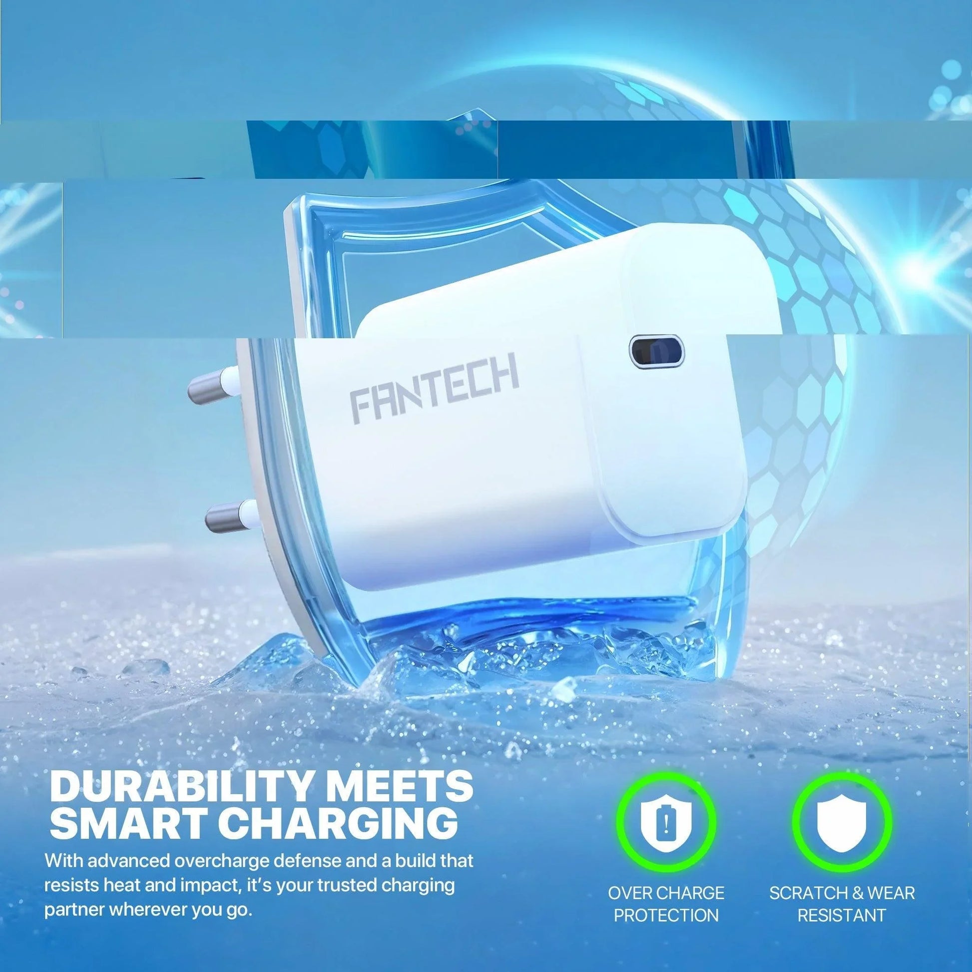 Fantech pk202 20w fast charging plug usb c braided cable power delivery