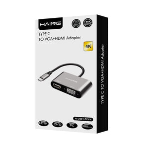 Haing type c to vga + hdmi adapter 4k