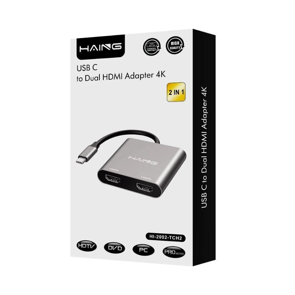 Haing usb c to dual hdmi adapter 4k