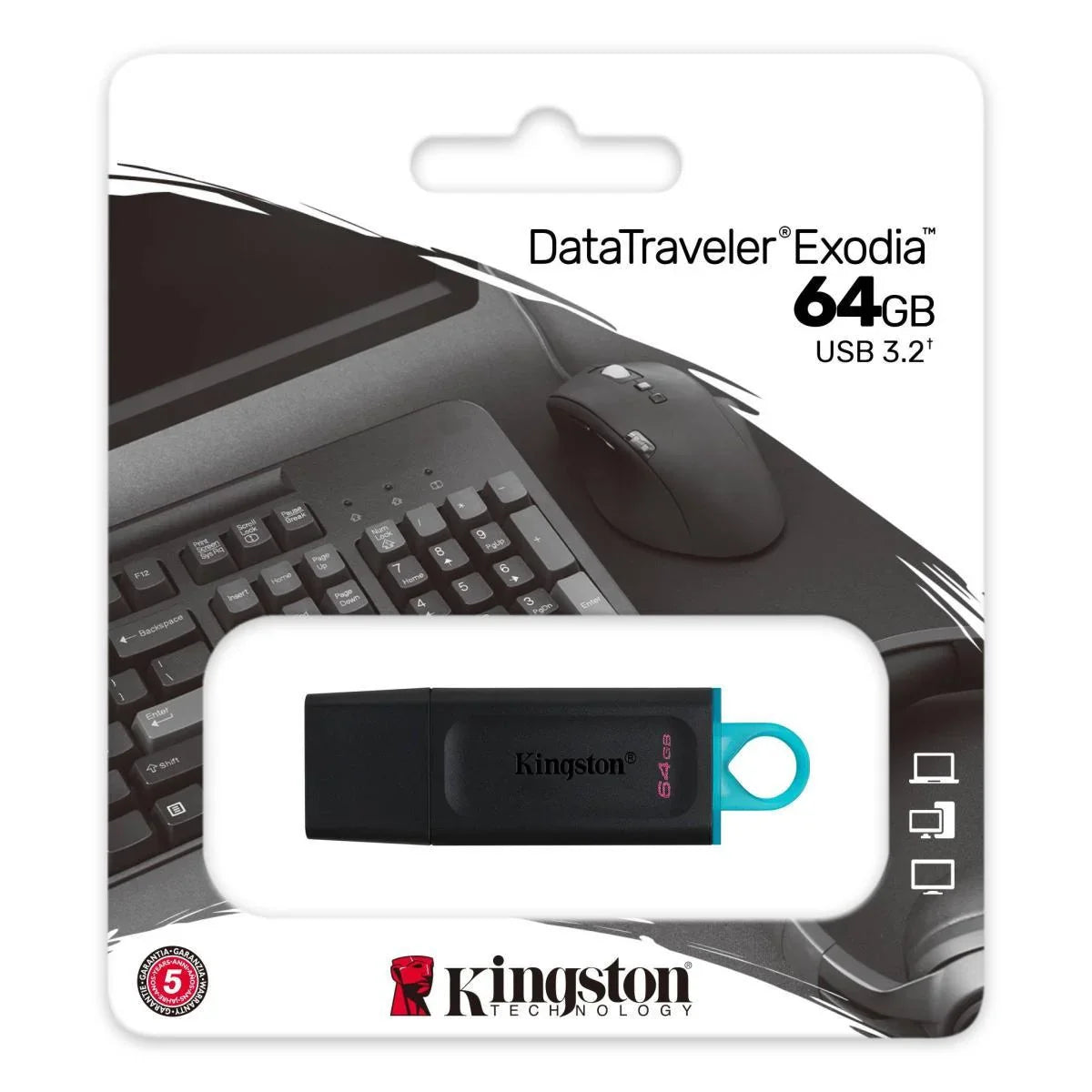 Kingston flash 64gb datatraveler exodia - usb 3.2 usb flash drives