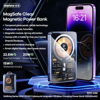 Remax pd20w + qc22.5w magnetic wireless charging power bank 10000mah