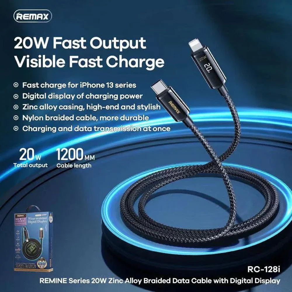 Remax rc-128i remine series 20w iphone cable with digital display