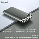 Remax rpp-626 20000mah ruinay series 2.1a fast charging power bank