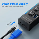 Usb 3.0 hub multi usb splitter 7 port with switch for pc home