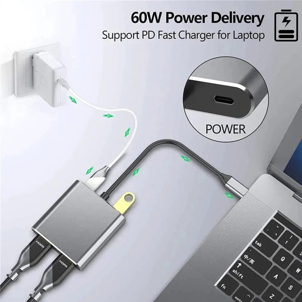 Usb c to dual hdmi adapter 4 in 1 usb type c hub with 2 hdmi?4k@30hz? /usb3.0