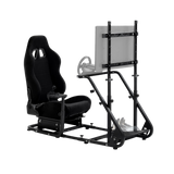 Dardoo Racing Simulator Cockpit with Monitor Stand - TV Mount&Black Seat fit for Logitech G923 Thrustmaster Wheels Fanatec WITHOUT Wheel Shifter Pedal and Display (Monitor Stand Cockpit - Black)