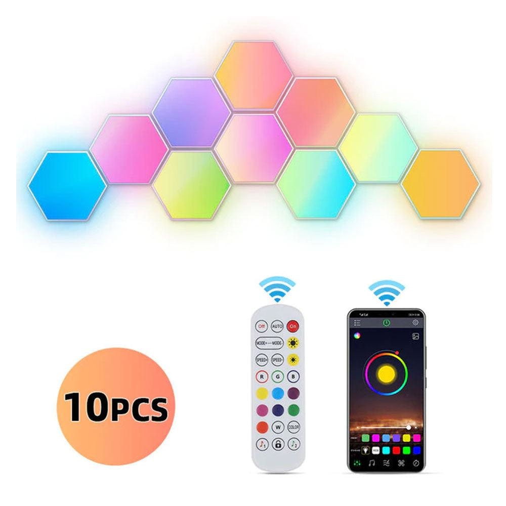 Color RGB Bluetooth LED Hexagon Light Wall With APP+ Remote Control Lightning