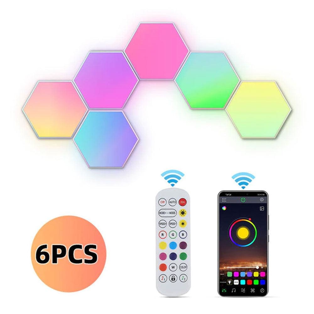 Color RGB Bluetooth LED Hexagon Light Wall With APP+ Remote Control Lightning