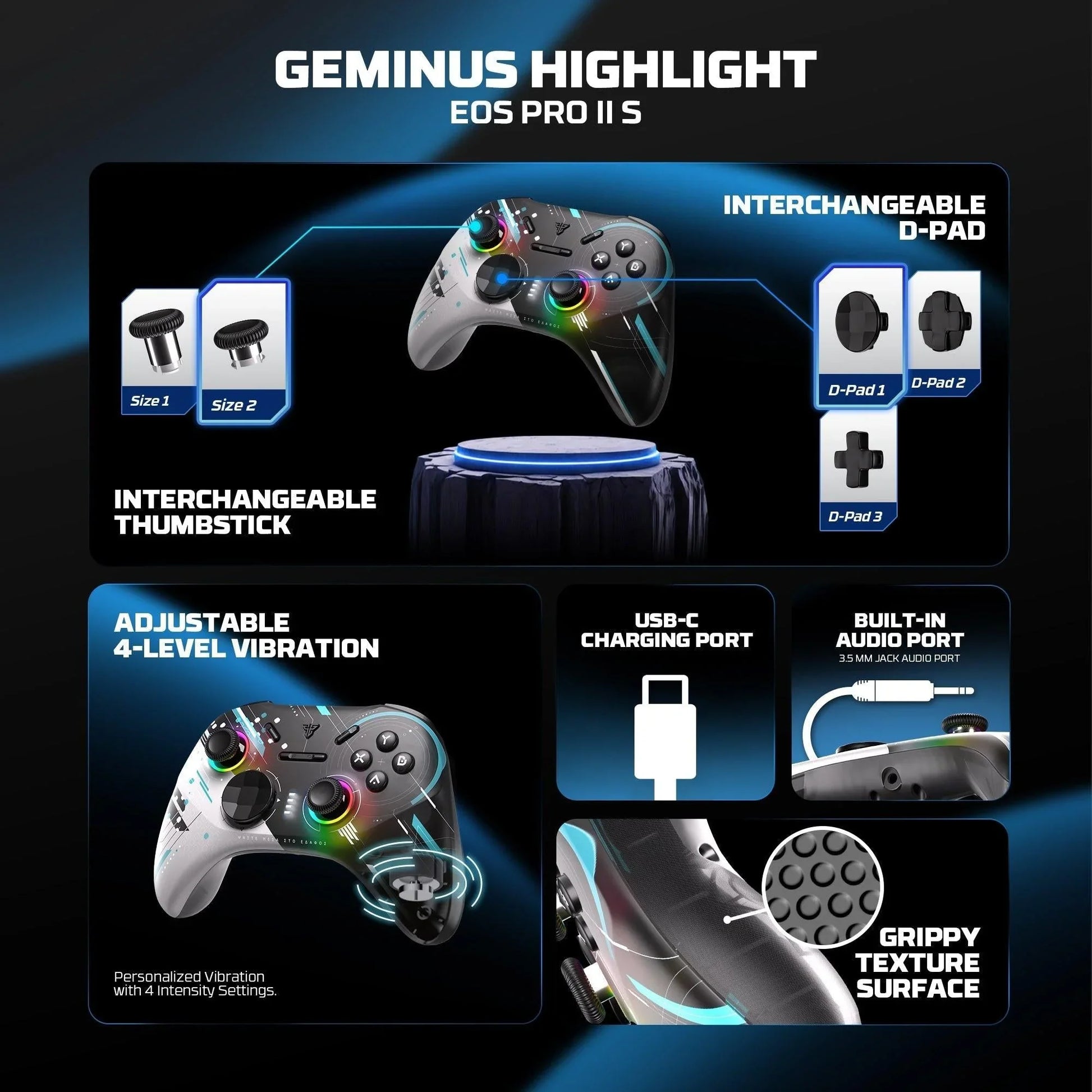 Fantech eos pro ii wgp15 v2 wireless gamepad geminus black gaming pads