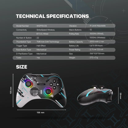 Fantech eos pro ii wgp15 v2 wireless gamepad geminus black gaming pads