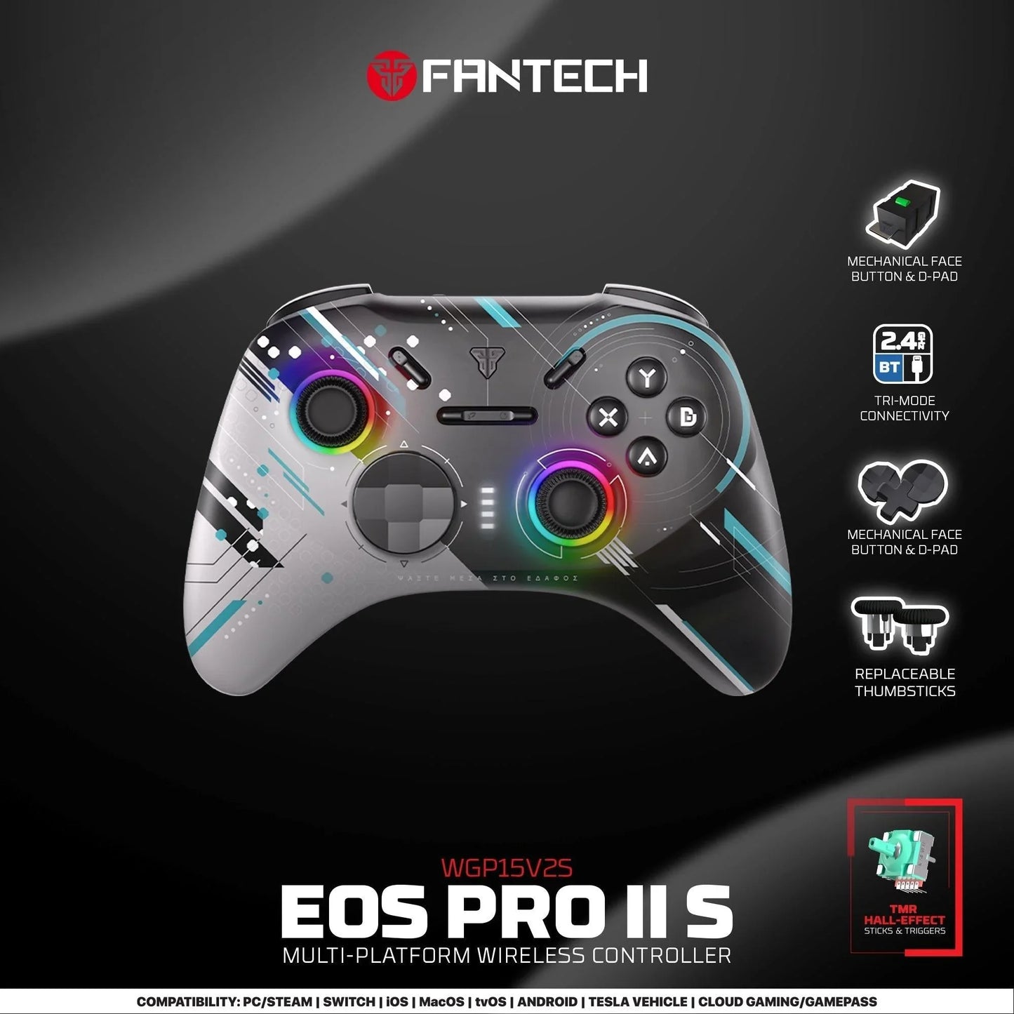 Fantech eos pro ii wgp15 v2 wireless gamepad geminus black gaming pads