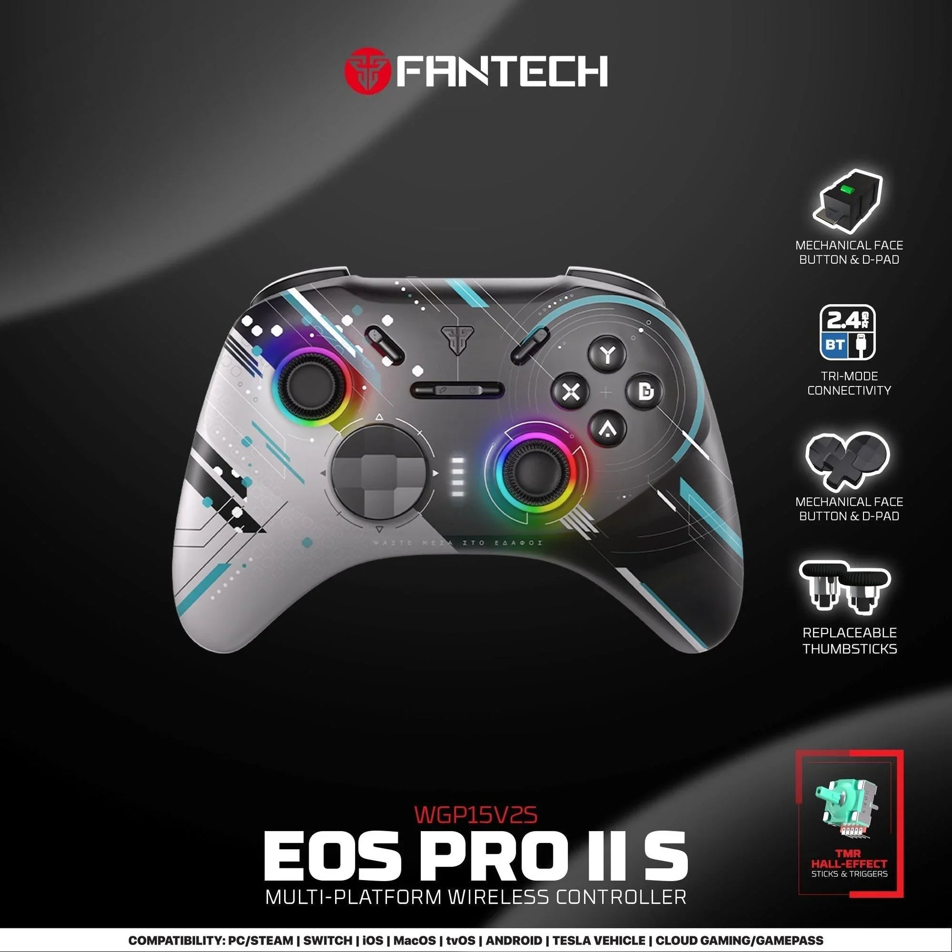 Fantech eos pro ii wgp15 v2 wireless gamepad geminus black gaming pads