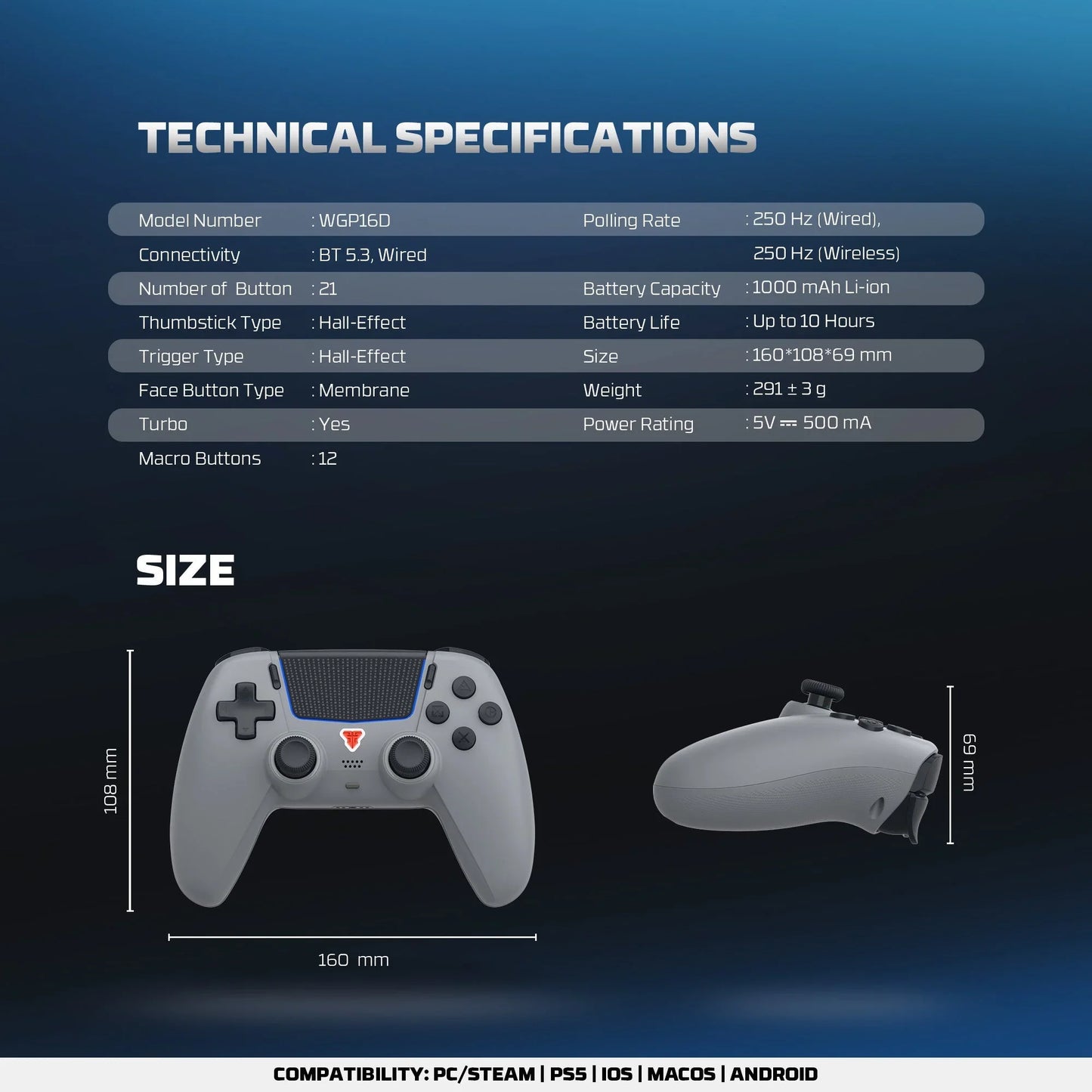 Fantech nova ii d wgp16d controller hall effect (ps5) new home game console