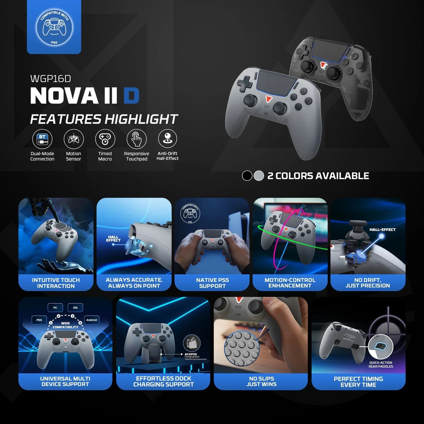 Fantech nova ii d wgp16d controller hall effect (ps5) new home game console