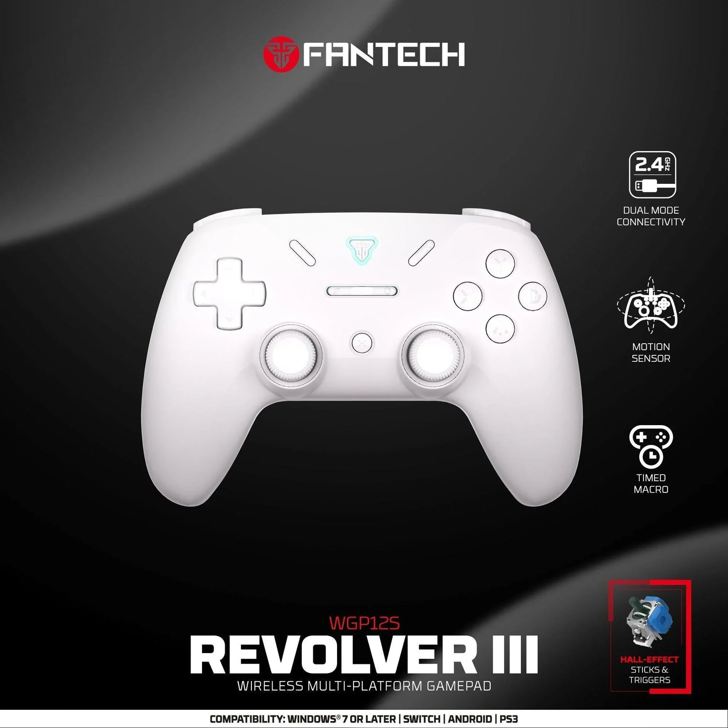 Fantech revolver iii wgp12s - wireless multi-platform gamepad - white gaming