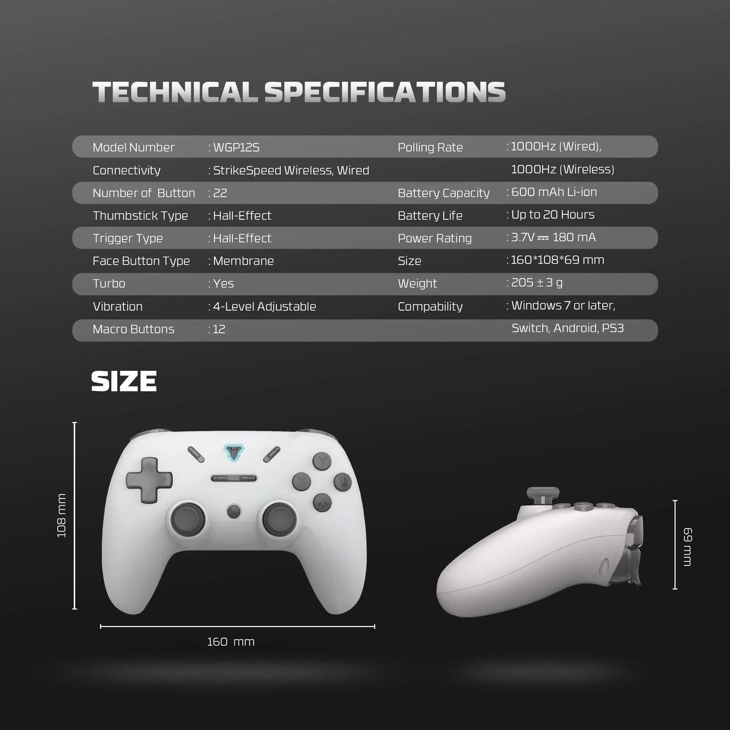Fantech revolver iii wgp12s - wireless multi-platform gamepad - gray