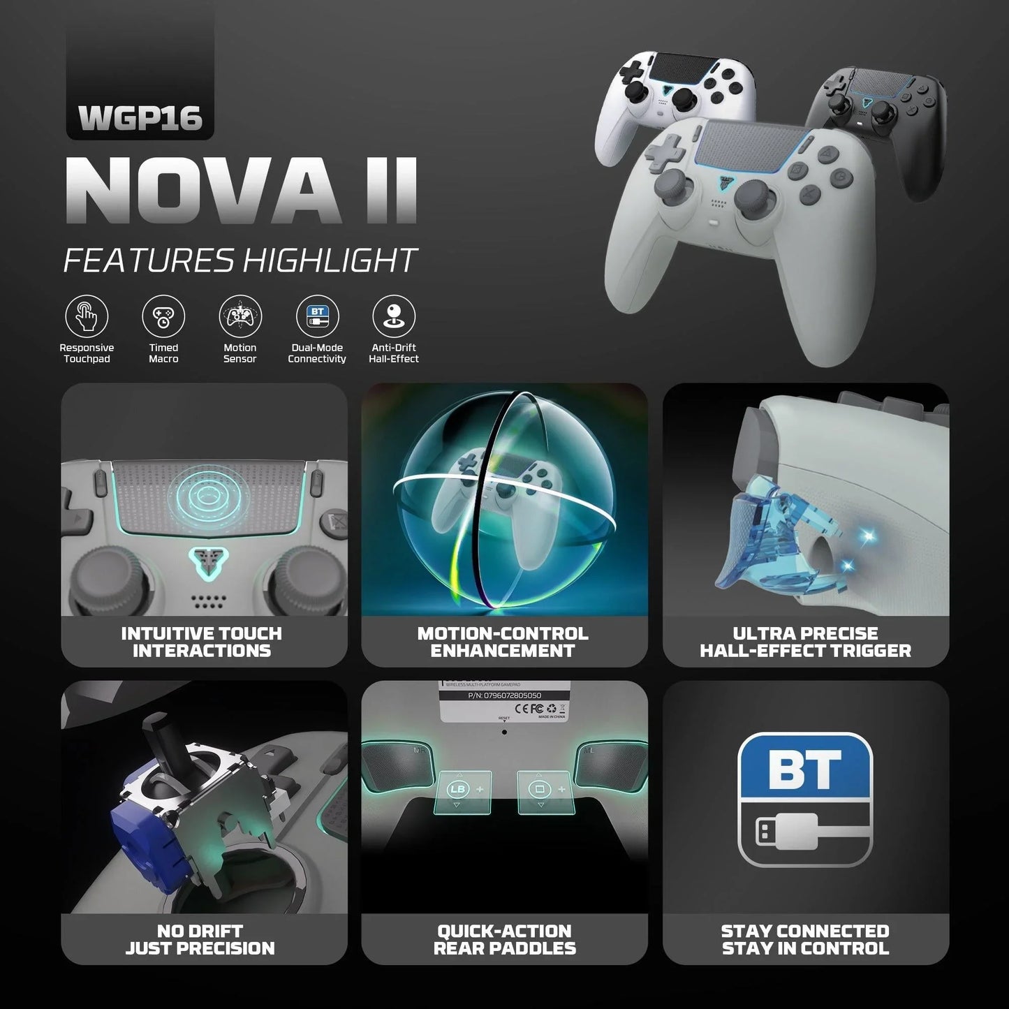 Fantech wgp16 nova ii wireless gamepad - black gaming pads