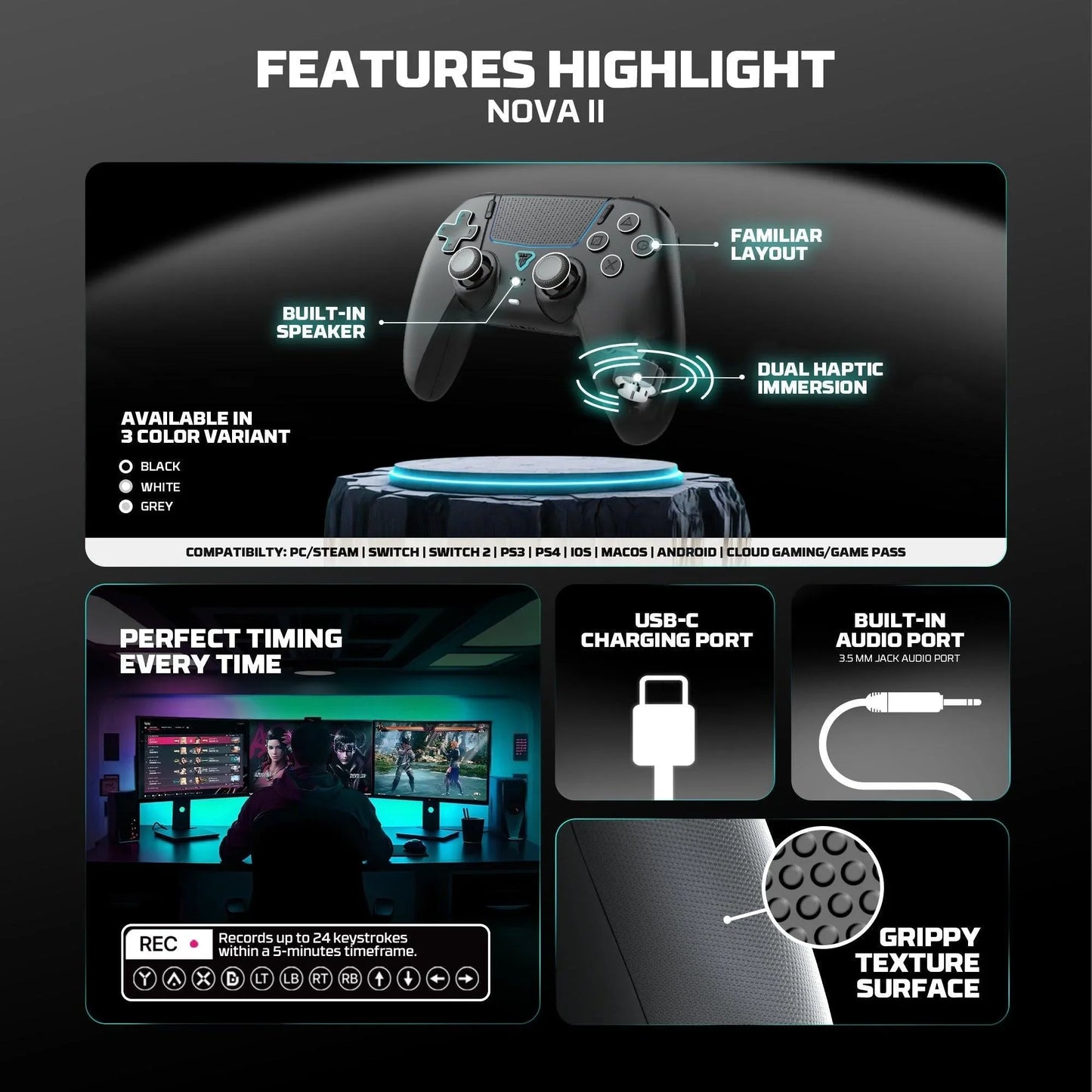 Fantech wgp16 nova ii wireless gamepad - black gaming pads