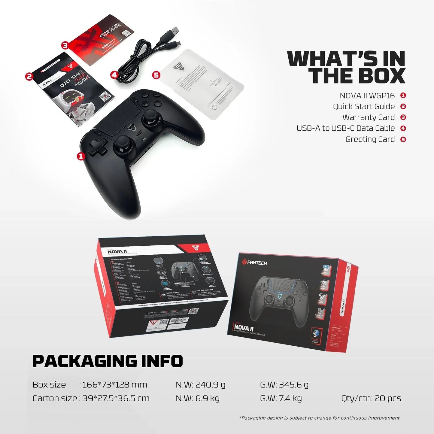 Fantech wgp16 nova ii wireless gamepad - black gaming pads