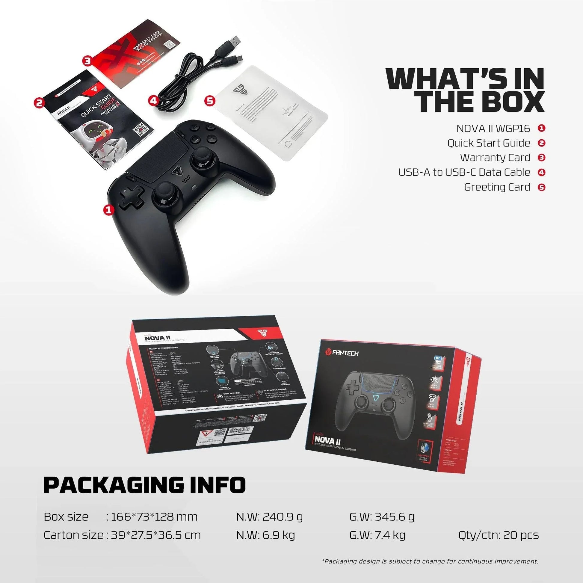 Fantech wgp16 nova ii wireless gamepad - black gaming pads