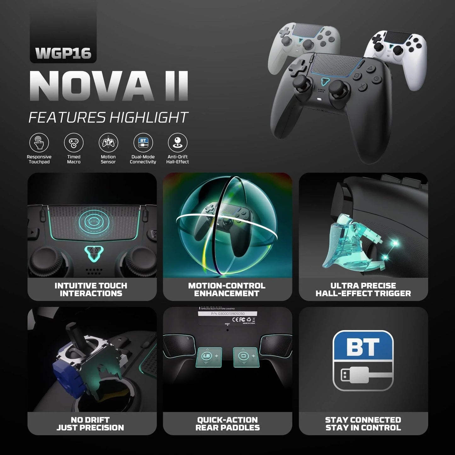 Fantech wgp16 nova ii wireless gamepad - black gaming pads