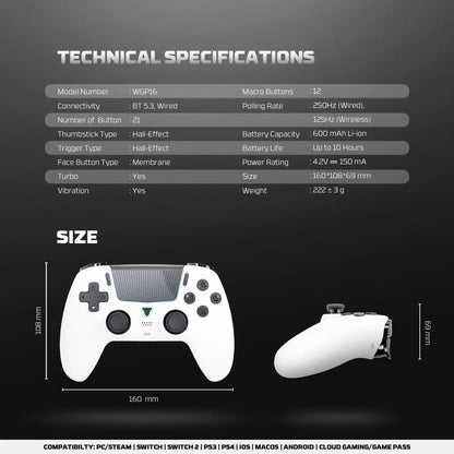 Fantech wgp16 nova ii wireless gamepad - white gaming pads