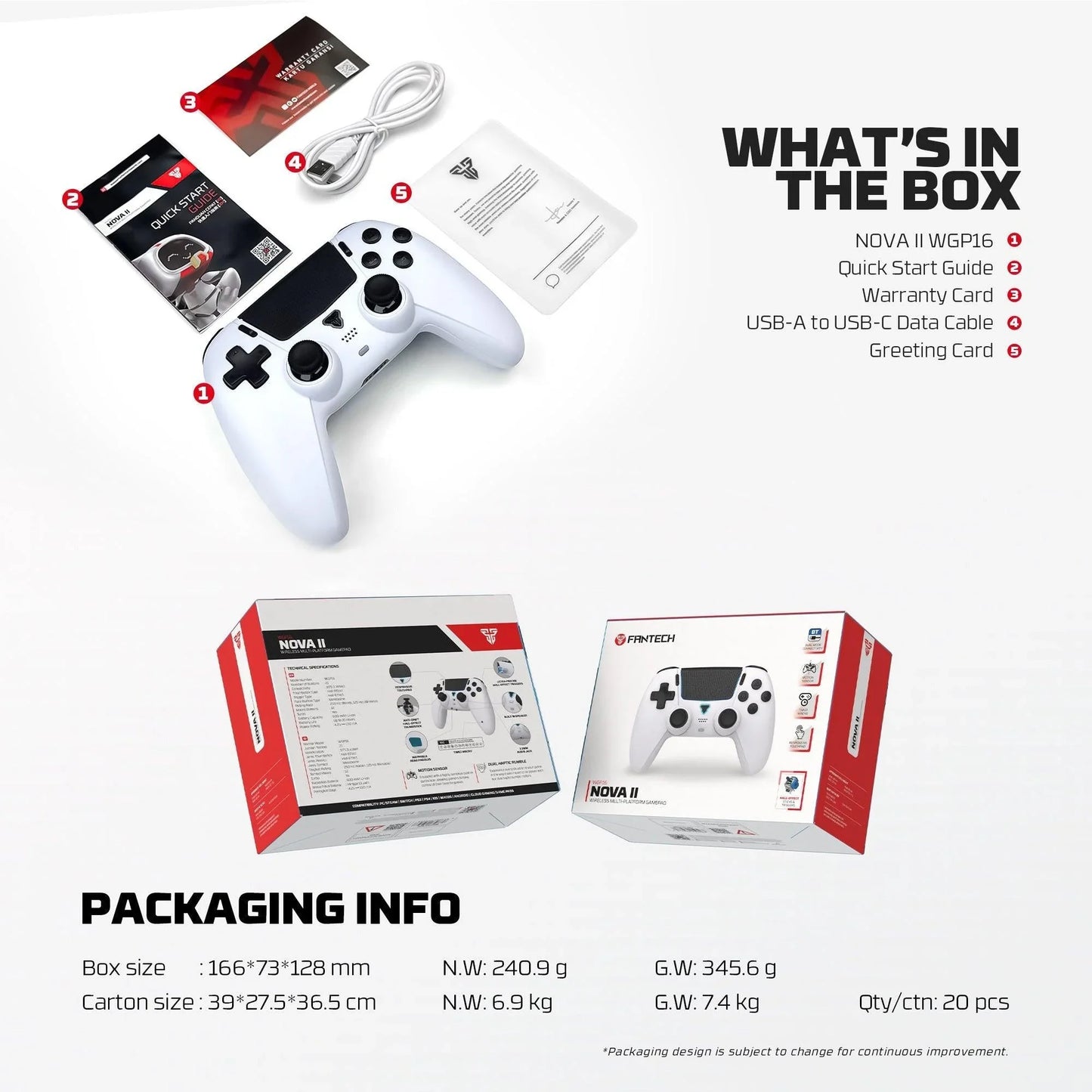 Fantech wgp16 nova ii wireless gamepad - white gaming pads
