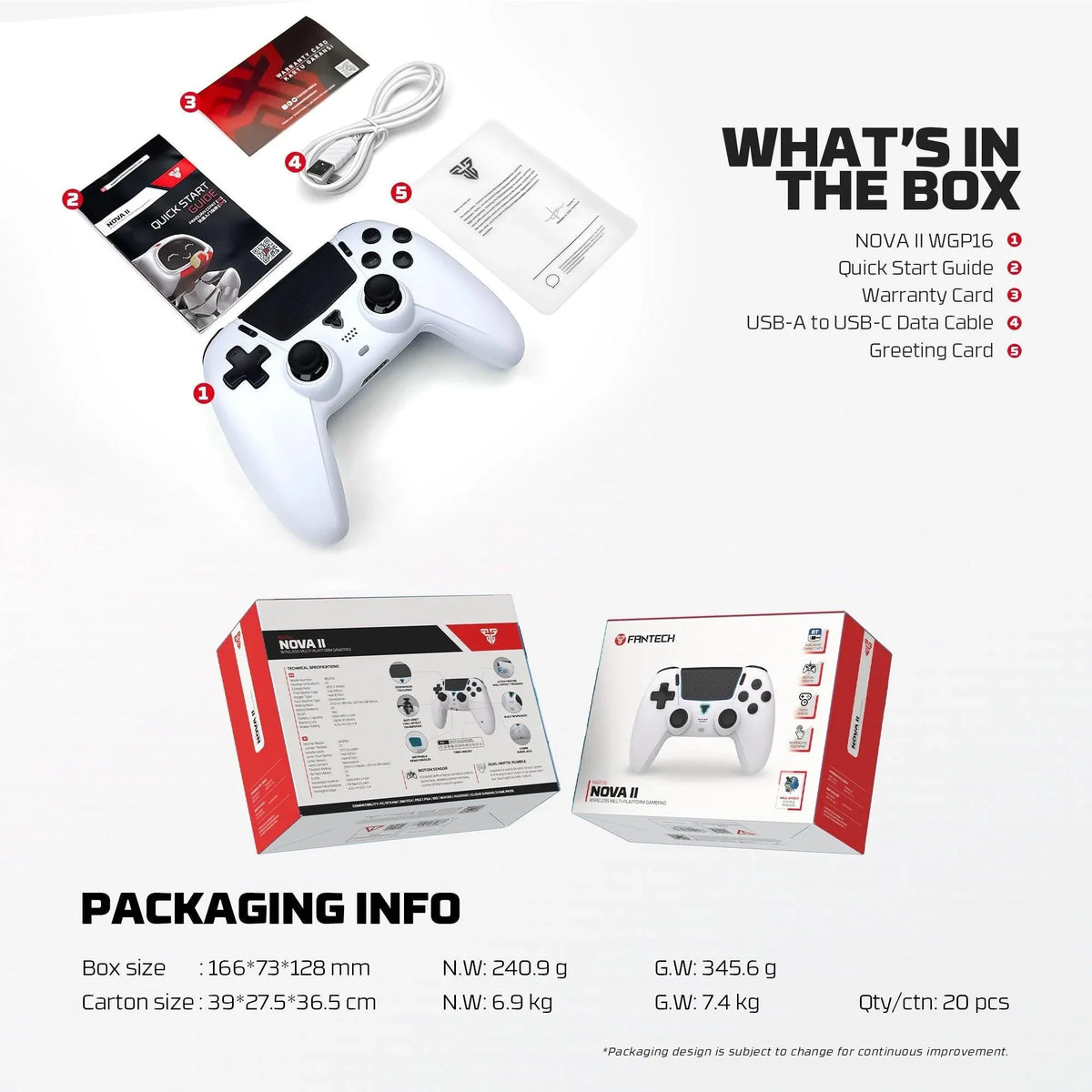 Fantech wgp16 nova ii wireless gamepad - white gaming pads